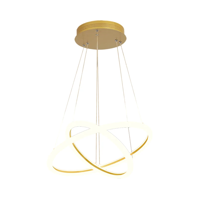 Moderne dubbele ringkroonluchter metalen eetkamer LED-hangverlichting goud, warm/wit licht Clearhalo