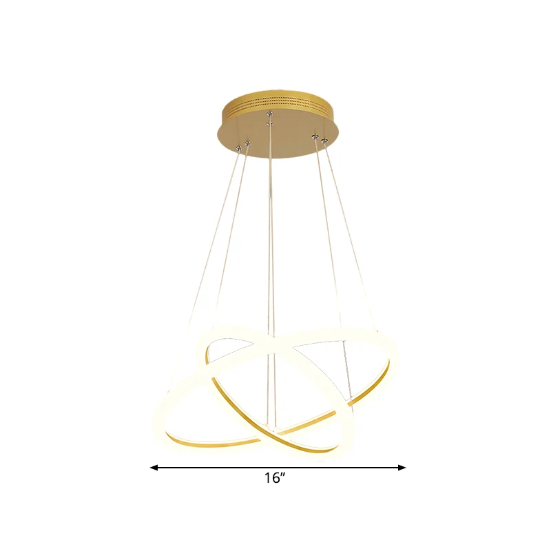 Moderne dubbele ringkroonluchter metalen eetkamer LED-hangverlichting goud, warm/wit licht Clearhalo