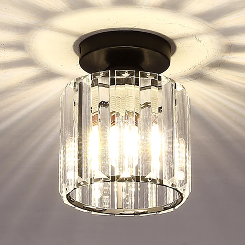 Moderne eenvoud plafondlamp helder gestreept glazen kap semi-inbouwlamp voor slaapkamer Clearhalo