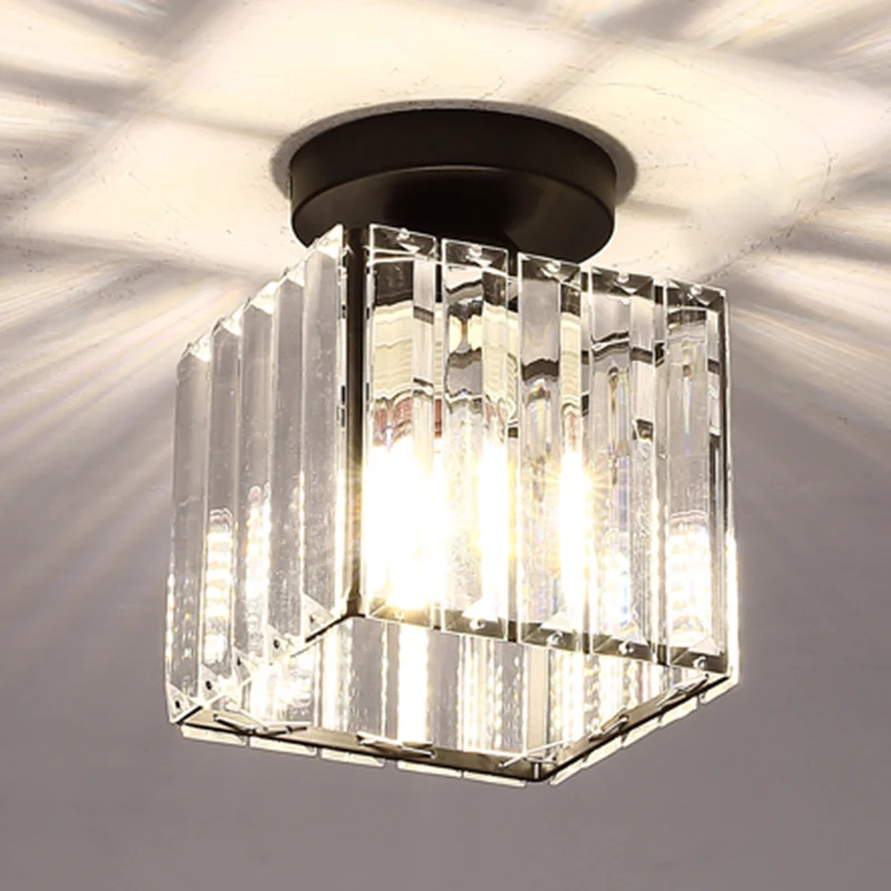Moderne eenvoud plafondlamp helder gestreept glazen kap semi-inbouwlamp voor slaapkamer Clearhalo