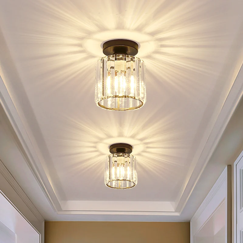 Moderne eenvoud plafondlamp helder gestreept glazen kap semi-inbouwlamp voor slaapkamer Clearhalo