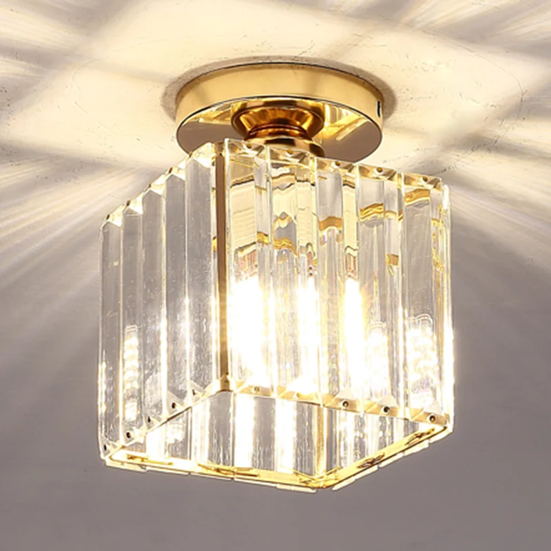 Moderne eenvoud plafondlamp helder gestreept glazen kap semi-inbouwlamp voor slaapkamer Clearhalo