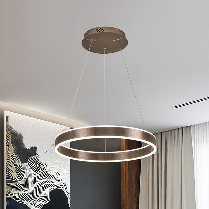 Moderne elegante LED-kroonluchter acryl koffie 1/2/3-tier lus hanglamp met hoogte verstelbaar ontwerp, warm/wit licht Clea...