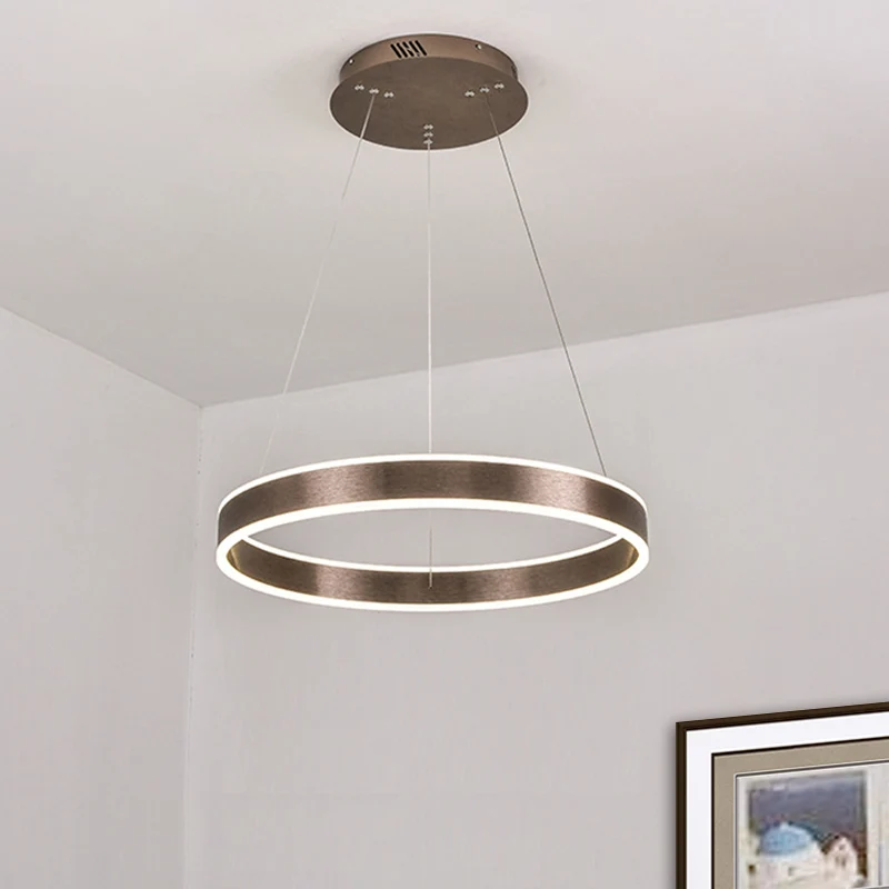 Moderne elegante LED-kroonluchter acryl koffie 1/2/3-tier lus hanglamp met hoogte verstelbaar ontwerp, warm/wit licht Clea...