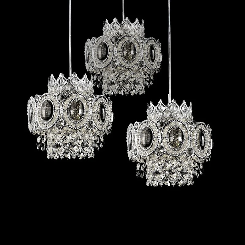 Moderne gelaagde hanglamp met bloemen, 3 lampen en meerdere hanglampen van kristal chroom Clearhalo