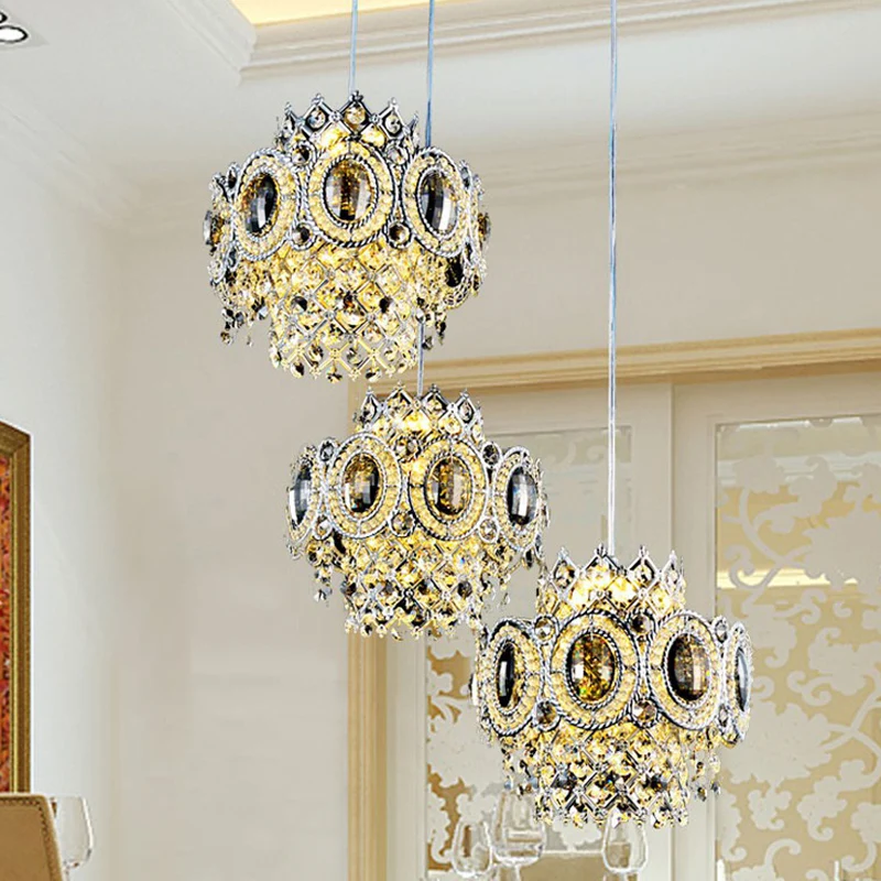 Moderne gelaagde hanglamp met bloemen, 3 lampen en meerdere hanglampen van kristal chroom Clearhalo