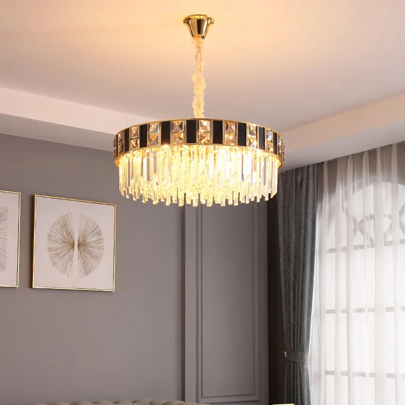 Moderne geometrische kroonluchter kristallen prisma woonkamer hanglamp goud Clearhalo