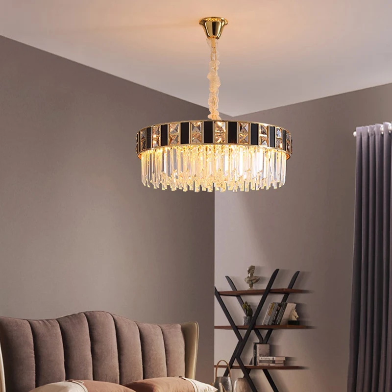 Moderne geometrische kroonluchter kristallen prisma woonkamer hanglamp goud Clearhalo