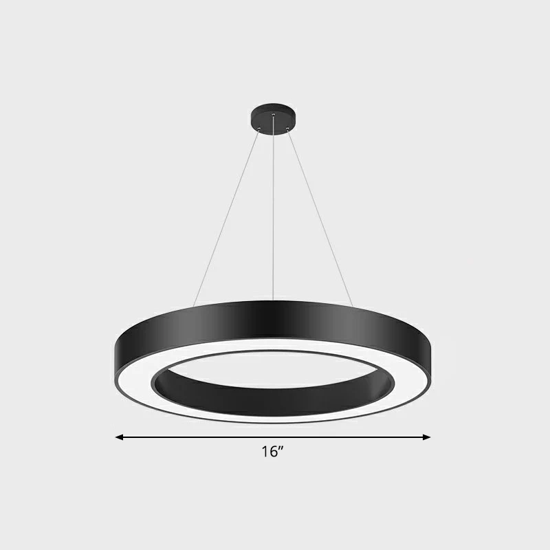 Moderne geometrische LED-plafondverlichting Acryl kantoorkroonluchterlamp zwart Clearhalo