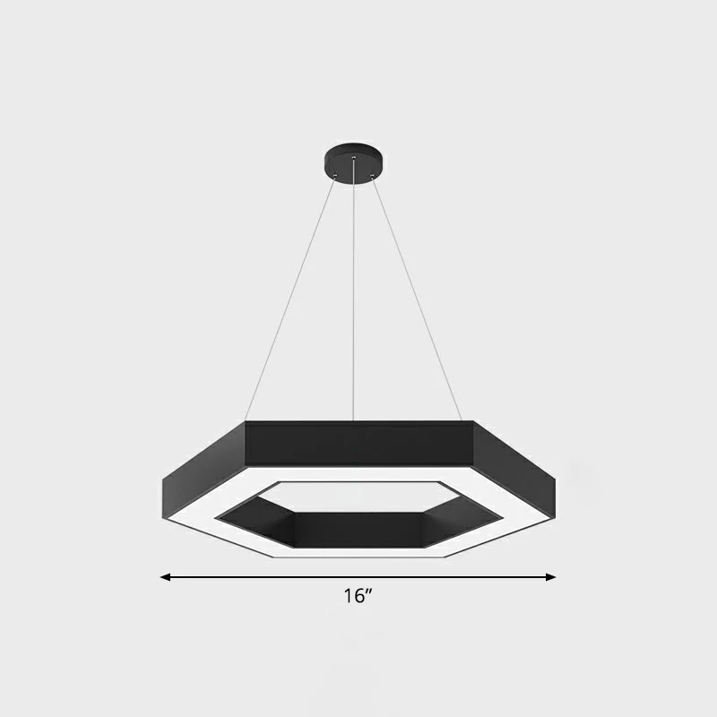 Moderne geometrische LED-plafondverlichting Acryl kantoorkroonluchterlamp zwart Clearhalo
