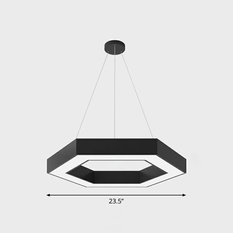 Moderne geometrische LED-plafondverlichting Acryl kantoorkroonluchterlamp zwart Clearhalo
