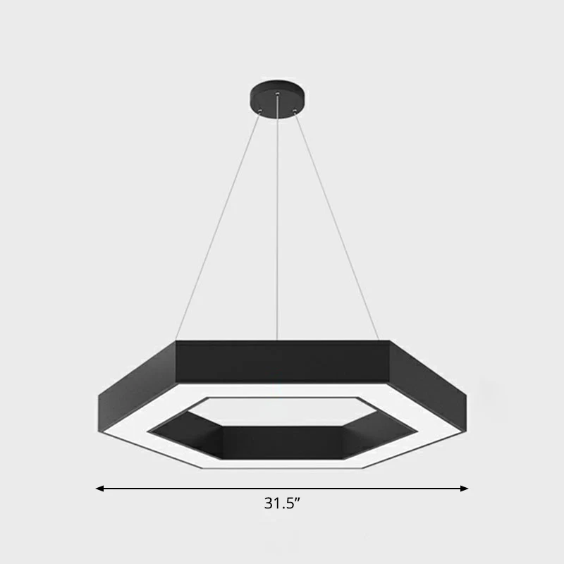 Moderne geometrische LED-plafondverlichting Acryl kantoorkroonluchterlamp zwart Clearhalo