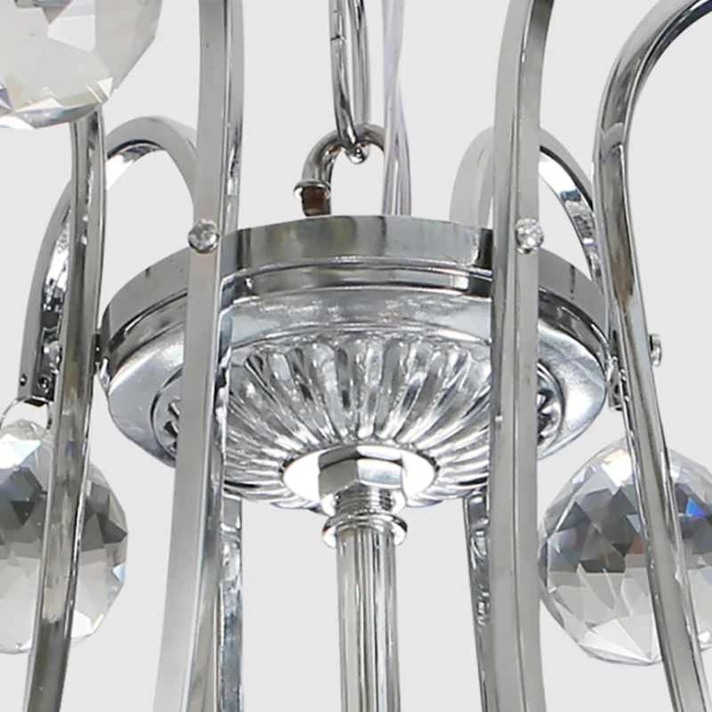 Moderne geometrische plafondkroonluchter verchroomd 4 lampen hanglamp met glas- en kristallen decoratie Clearhalo