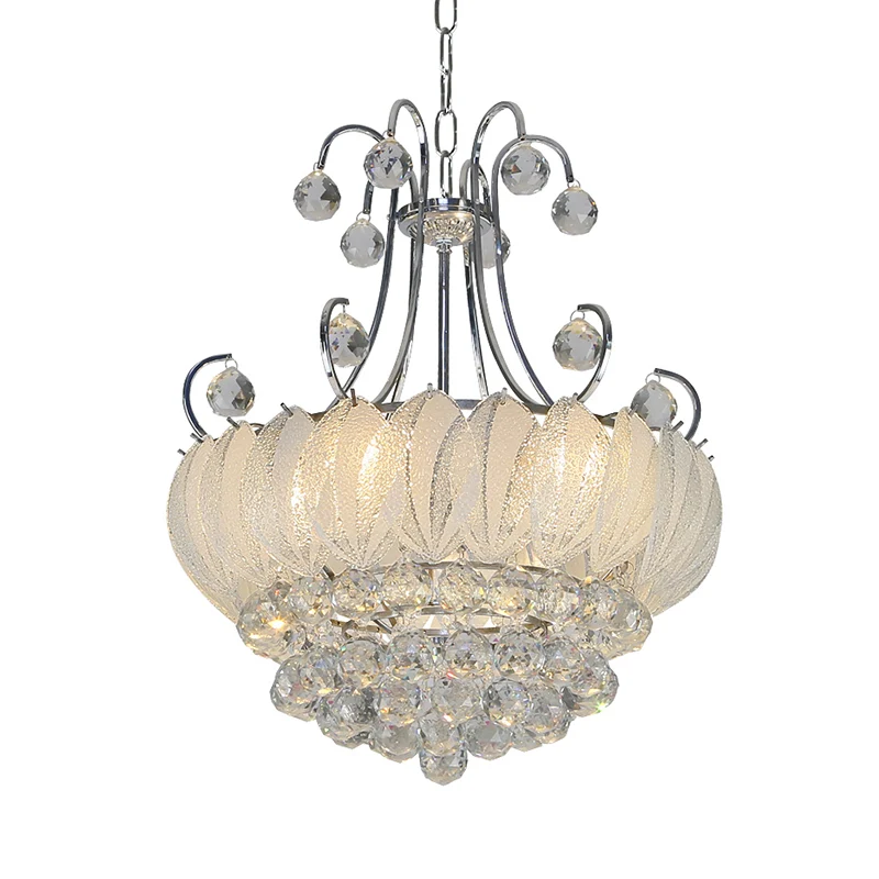 Moderne geometrische plafondkroonluchter verchroomd 4 lampen hanglamp met glas- en kristallen decoratie Clearhalo