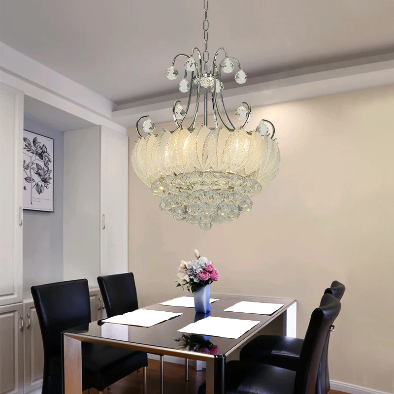 Moderne geometrische plafondkroonluchter verchroomd 4 lampen hanglamp met glas- en kristallen decoratie Clearhalo