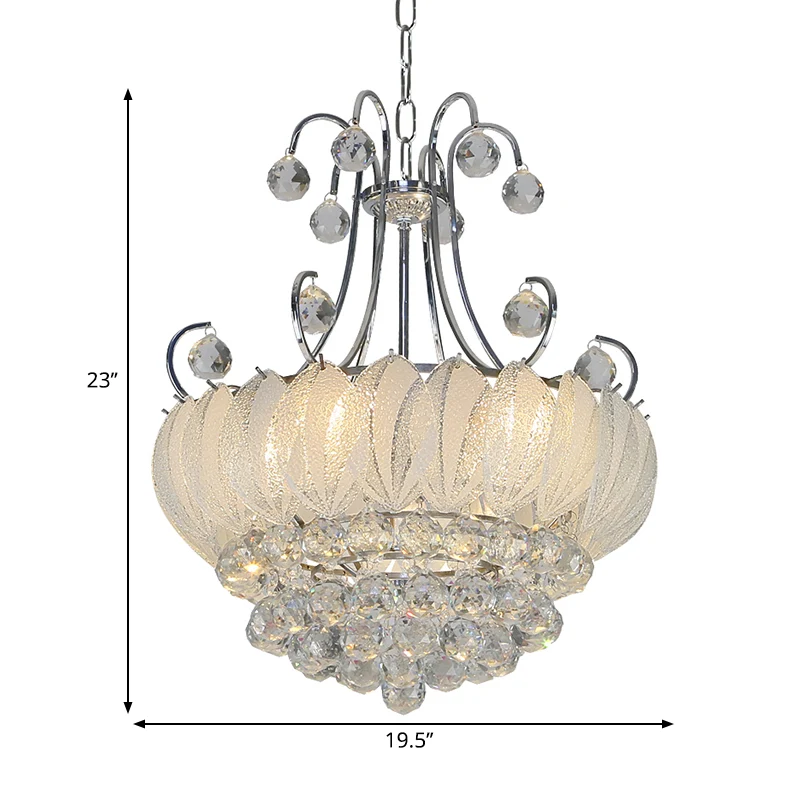Moderne geometrische plafondkroonluchter verchroomd 4 lampen hanglamp met glas- en kristallen decoratie Clearhalo