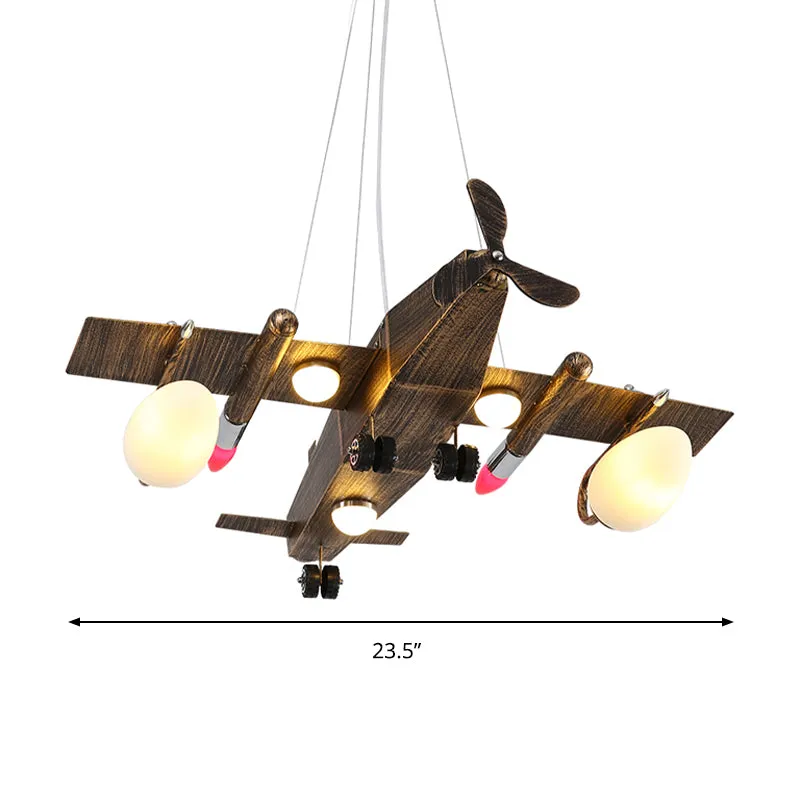 Moderne gevechtsvliegtuig hangende kroonluchter houten hangende plafondlamp brons voor slaapkamer Clearhalo