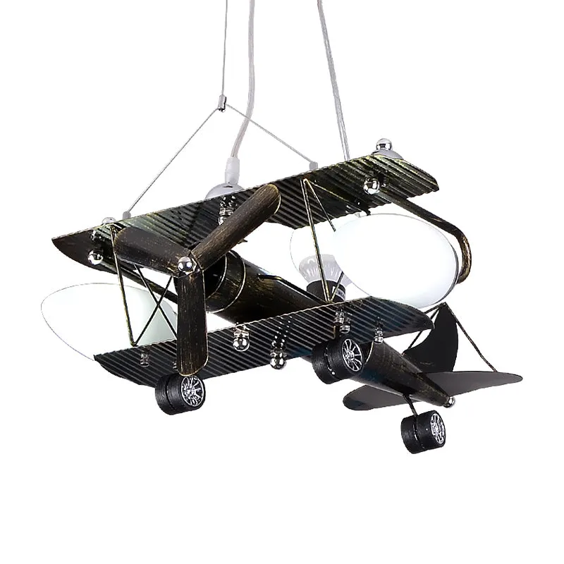 Moderne gevechtsvliegtuig hangende lichten metalen kroonluchter brons voor kinderslaapkamer Clearhalo
