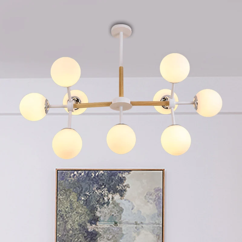 Moderne Globe Kroonluchter Lichtarmatuur Wit Glas 9/12/16 Hoofden Eetkamer Hanglampset Clearhalo