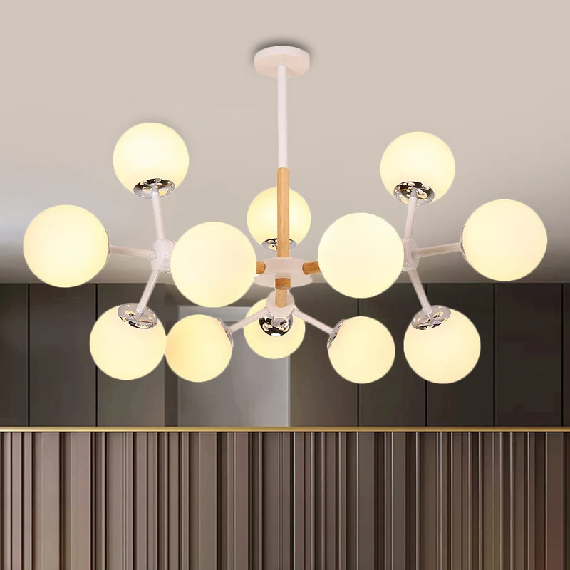 Moderne Globe Kroonluchter Lichtarmatuur Wit Glas 9/12/16 Hoofden Eetkamer Hanglampset Clearhalo