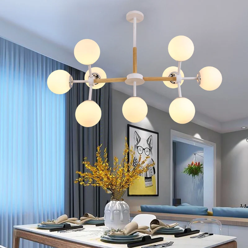 Moderne Globe Kroonluchter Lichtarmatuur Wit Glas 9/12/16 Hoofden Eetkamer Hanglampset Clearhalo