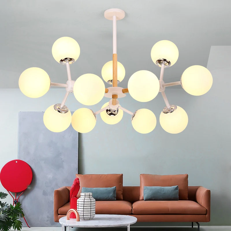 Moderne Globe Kroonluchter Lichtarmatuur Wit Glas 9/12/16 Hoofden Eetkamer Hanglampset Clearhalo