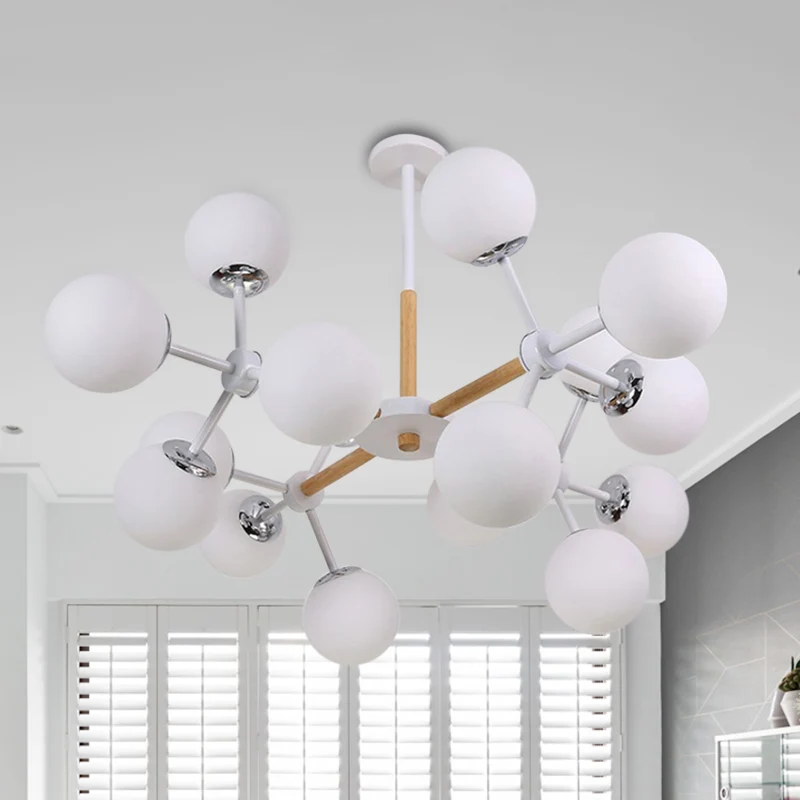 Moderne Globe Kroonluchter Lichtarmatuur Wit Glas 9/12/16 Hoofden Eetkamer Hanglampset Clearhalo