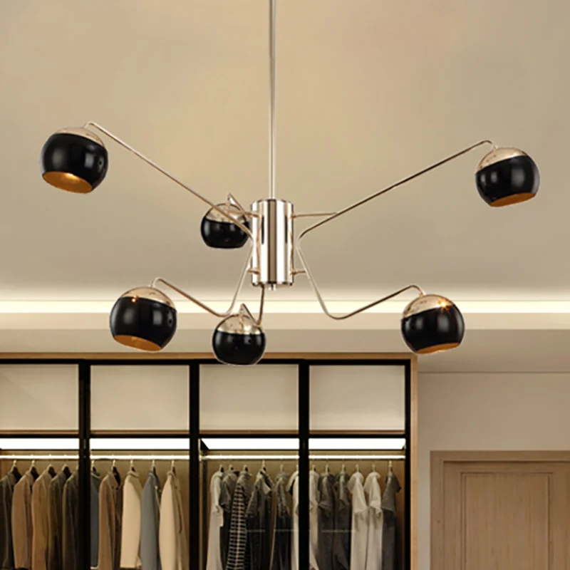 Moderne Globe Shade kroonluchter hanglamp metaal 6/8/12 koppen zwart hanglamp voor slaapkamer Clearhalo