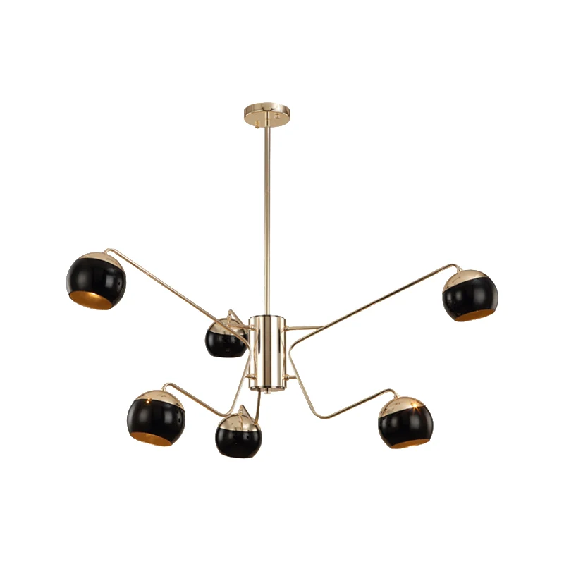 Moderne Globe Shade kroonluchter hanglamp metaal 6/8/12 koppen zwart hanglamp voor slaapkamer Clearhalo