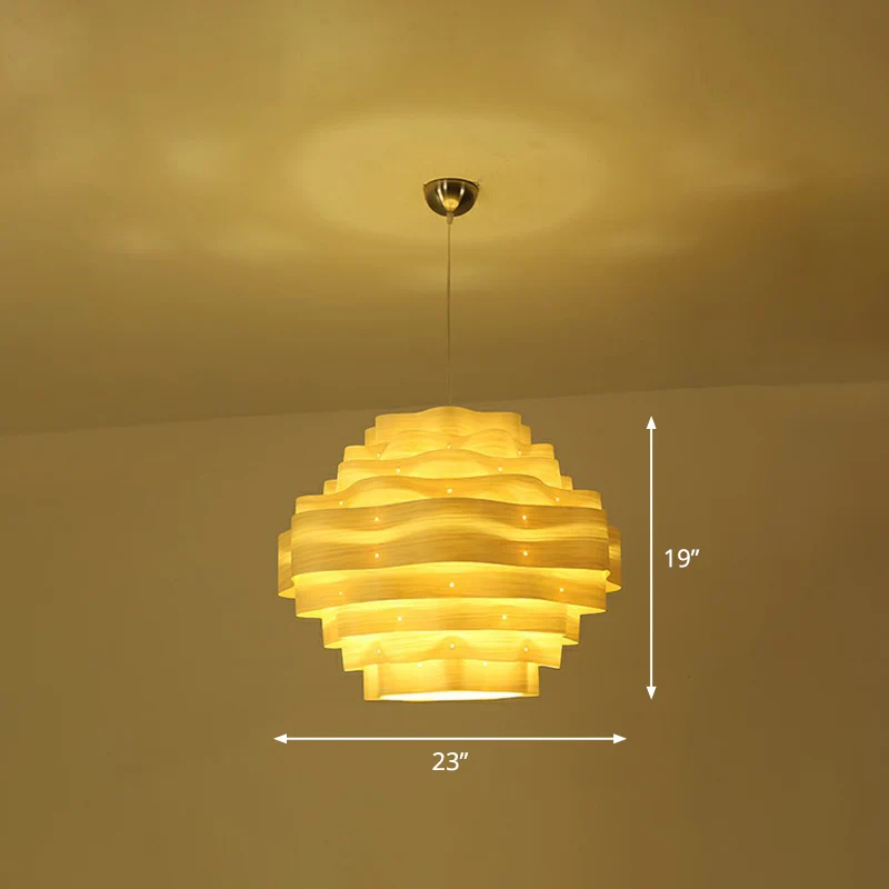 Moderne golvende schaduw hanglamp houtfineer 1 lamp restaurant hanglampset Clearhalo