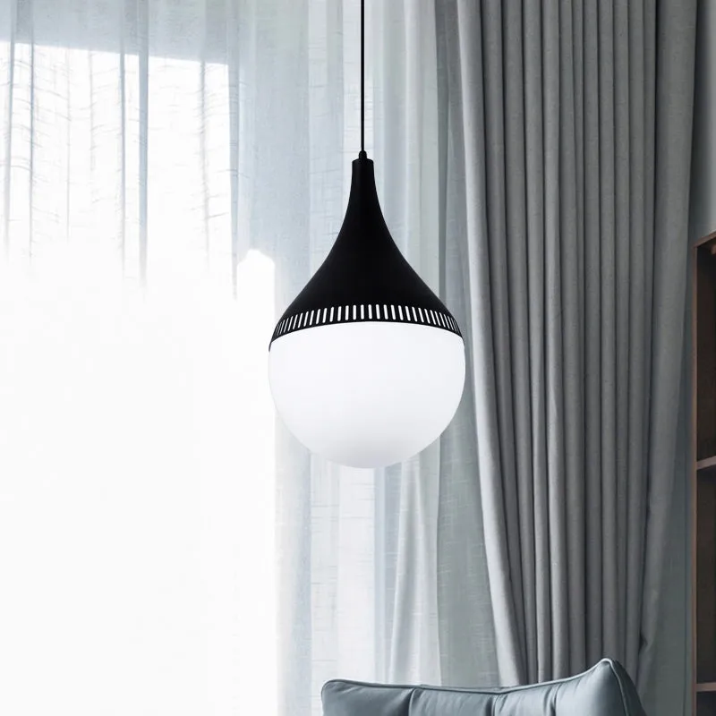Moderne hangende plafondlamp van crèmekleurig glas met 1 kop gang en hanglamp zwart Clearhalo