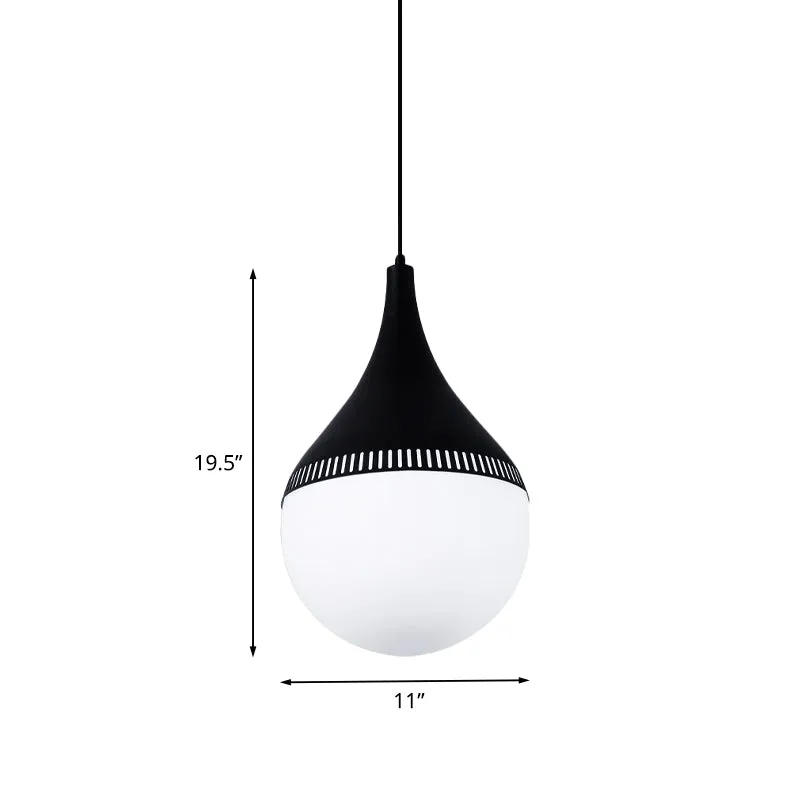 Moderne hangende plafondlamp van crèmekleurig glas met 1 kop gang en hanglamp zwart Clearhalo