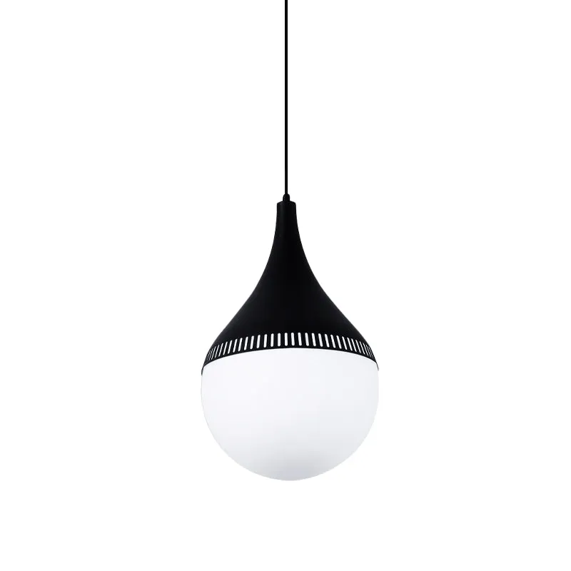 Moderne hangende plafondlamp van crèmekleurig glas met 1 kop gang en hanglamp zwart Clearhalo