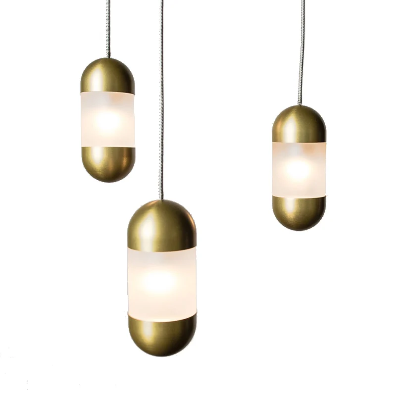 Moderne hanglamp met 1 lamp, koperen pil-hangende plafondlamp met matglazen kap Clearhalo