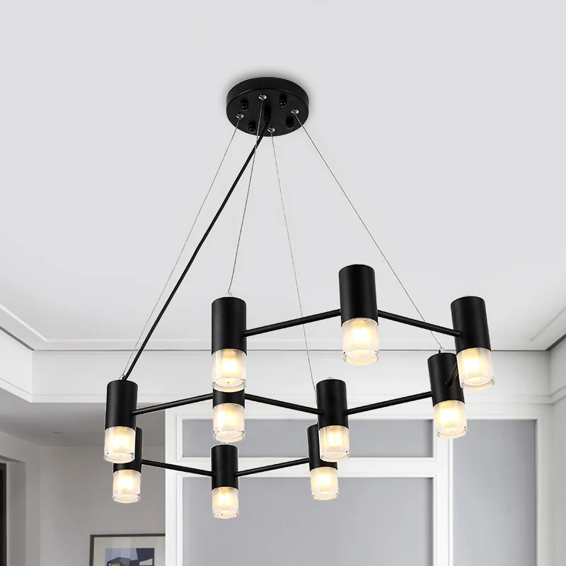 Moderne honingraatvormige kroonluchter metalen zwarte hanglamp voor hotelwoonkamer Clearhalo