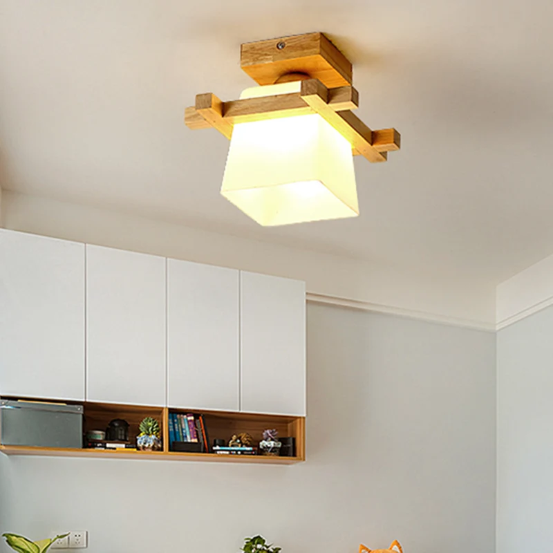Moderne houten plafondlamp Simplicity 1-lichts inbouwlamp voor slaapkamer Clearhalo