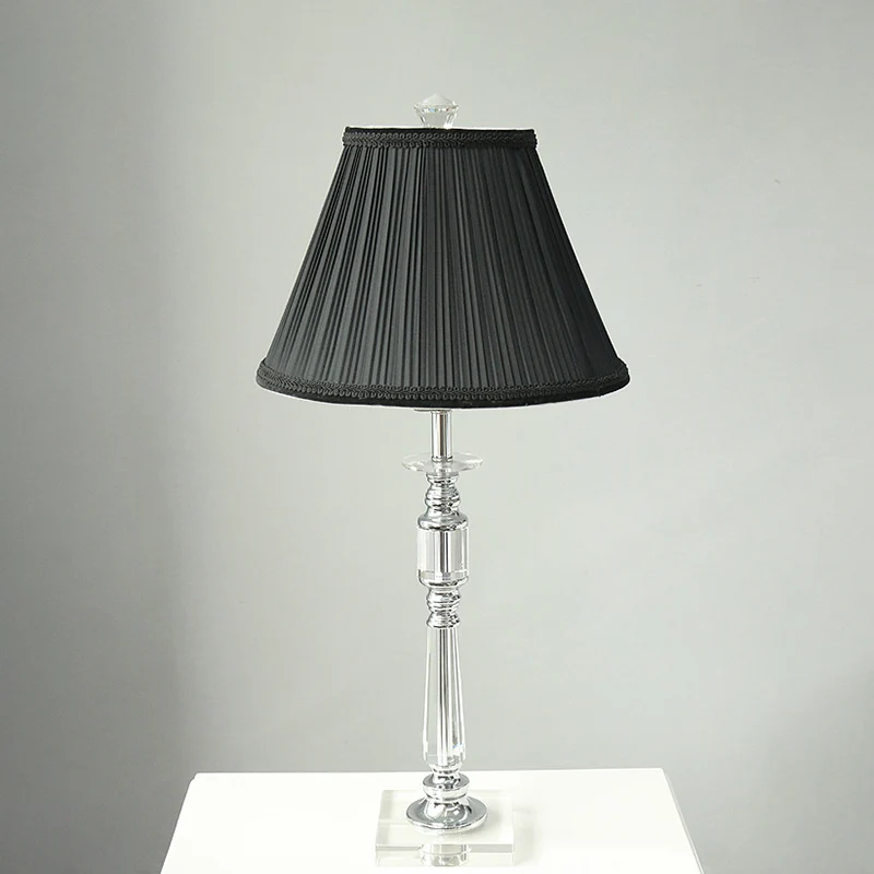 Moderne kandelaar nachtkastje licht helder kristalglas 1 lamp slaapkamer nachtkastje lamp zwart Clearhalo
