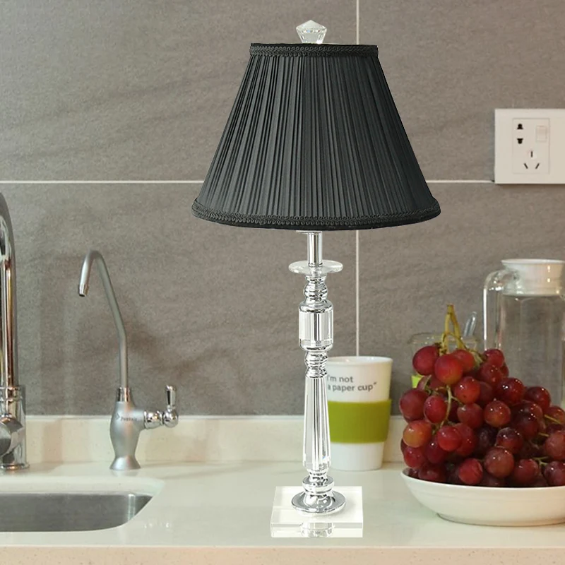 Moderne kandelaar nachtkastje licht helder kristalglas 1 lamp slaapkamer nachtkastje lamp zwart Clearhalo