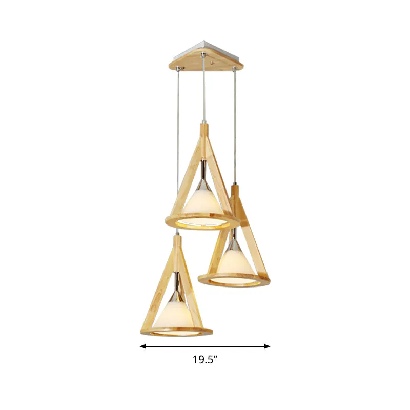Moderne kegelvormige hanglamp van hout en matglas beige voor koffiebar Clearhalo