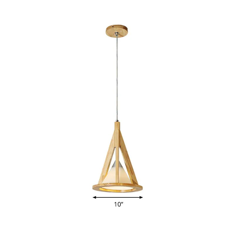 Moderne kegelvormige hanglamp van hout en matglas beige voor koffiebar Clearhalo
