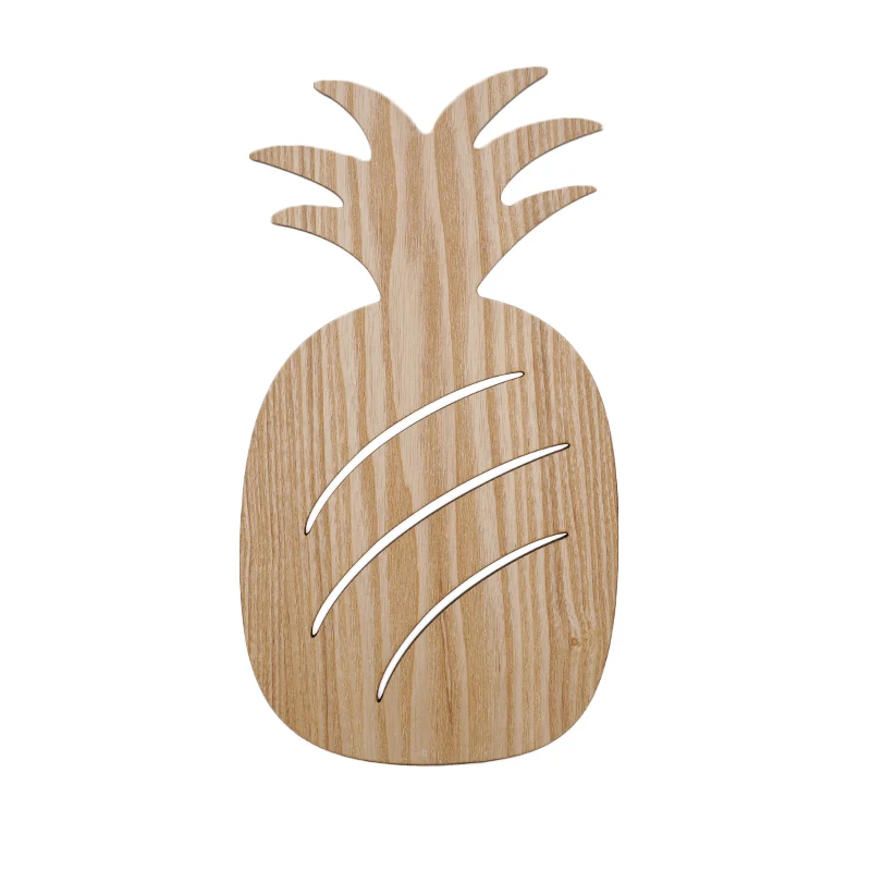 Moderne led-sconce-verlichting met houten kap beige auto/ananas/cactus wandgemonteerd licht voor slaapkamer Clearhalo