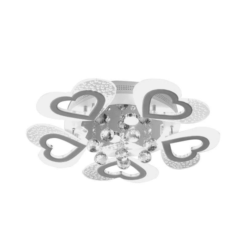 Moderne liefdevolle hartvormige plafondlamp van acryl LED-slaapkamer semi-inbouwlamp wit met kristallen boldecor Clearhalo
