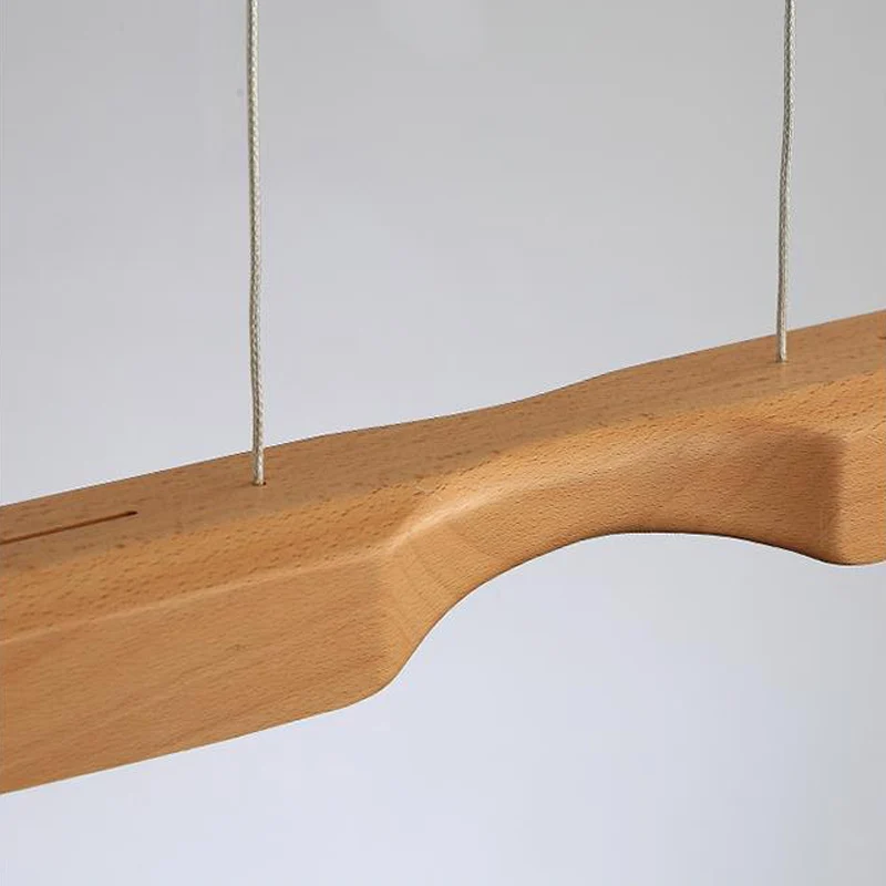 Moderne lineaire houten hanglamp, enkel licht LED hangend plafondlamp voor kantoor Clearhalo