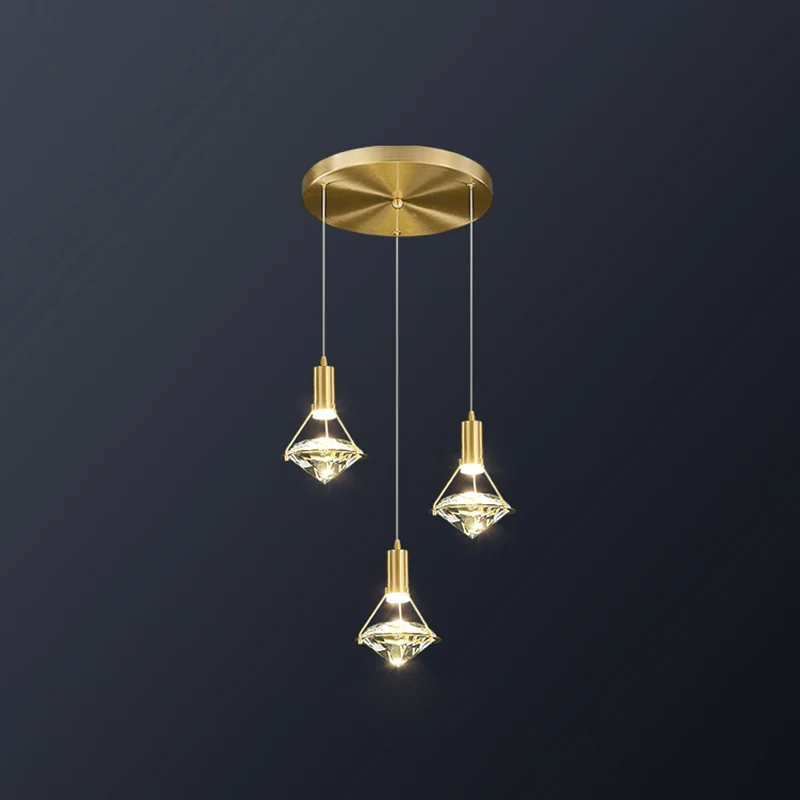 Moderne messing kristallen hanglamp Diamond Crystal LED slaapkamer plafondlampen Clearhalo