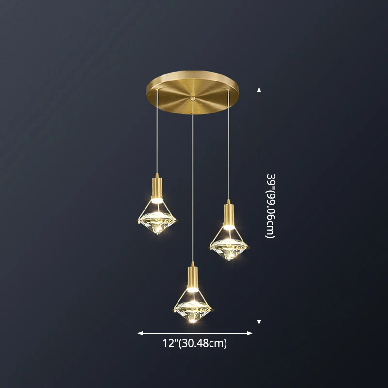 Moderne messing kristallen hanglamp Diamond Crystal LED slaapkamer plafondlampen Clearhalo