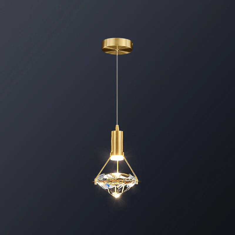 Moderne messing kristallen hanglamp Diamond Crystal LED slaapkamer plafondlampen Clearhalo