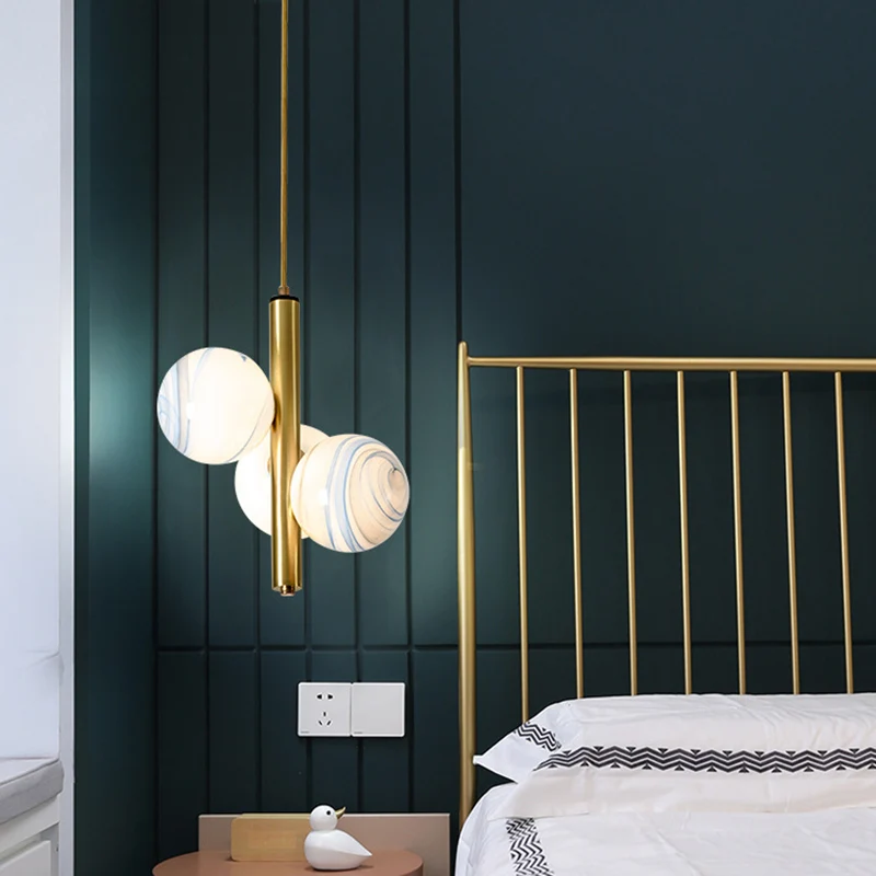 Moderne minimalistische lineaire kroonluchterlamp bolvormig matglas 3-lichts plafondkroonluchter Clearhalo