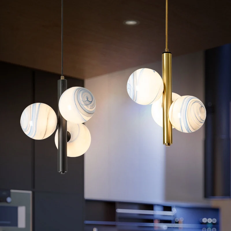 Moderne minimalistische lineaire kroonluchterlamp bolvormig matglas 3-lichts plafondkroonluchter Clearhalo