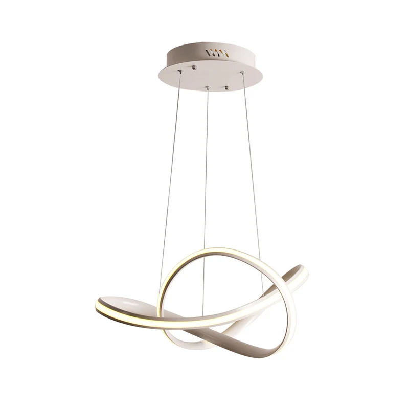 Moderne naadloze curve LED-plafondverlichting metalen eetkamer kroonluchterlicht lichtgrijs-wit Clearhalo