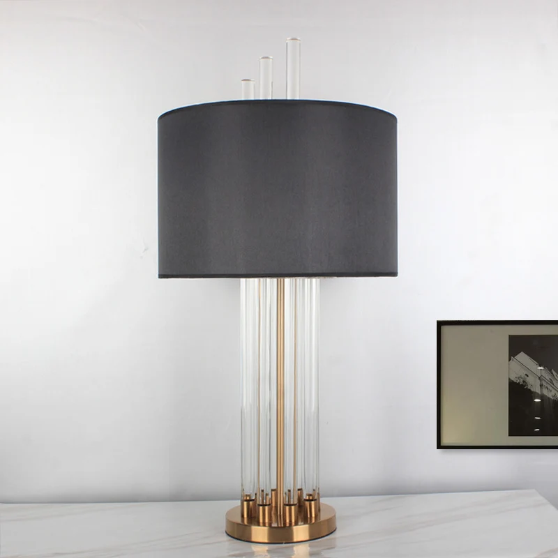 Moderne nachtkastjelamp van stof, helder kristal, leeslamp met 1 lamp goud Clearhalo